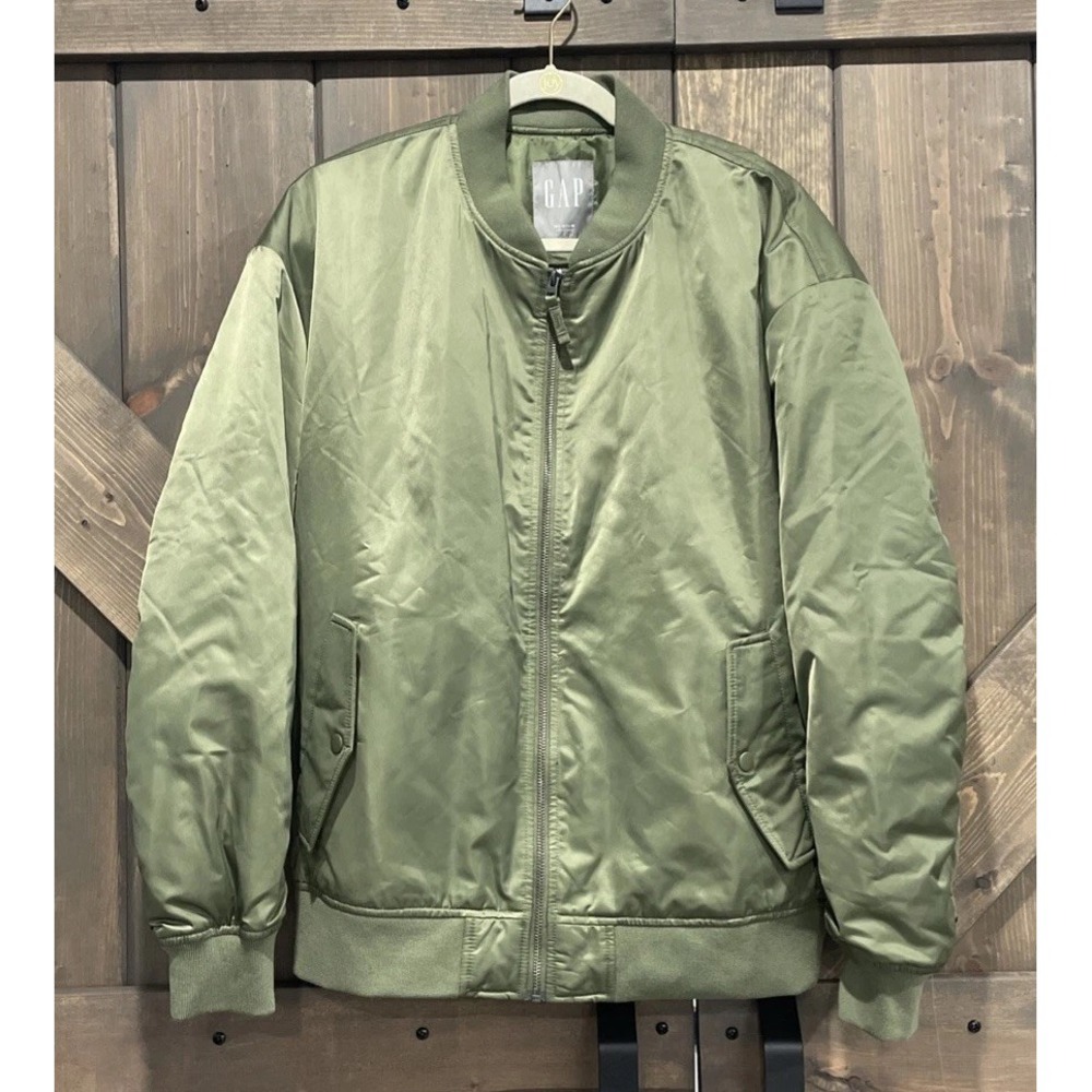 NWT Gap Full Zip Lined Bomber Jacket‎ Green Olive Men's M